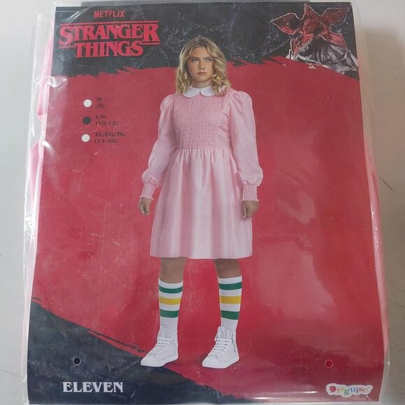 Disguise Eleven Pink Dress Costume Kids Official Stranger Things Costume Sz L - Picture 5 of 6